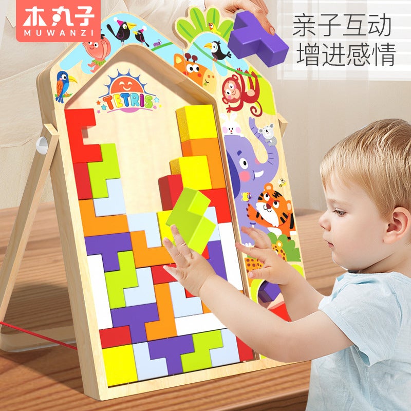 Large Three-Dimensional Tetris Puzzle Building Blocks Multi-Functional Puzzle Parent-Child Interactive Boys And Girls Wooden Toys - Image 3